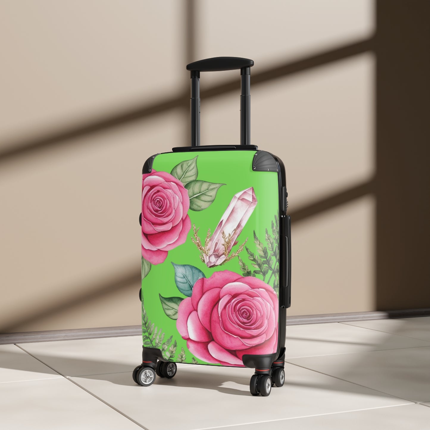 Suitcase with Roses and Crystal Motif Traveler's Dream Luggage