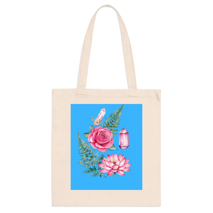 Floral Tote Bag with Crystals - 100% Cotton - Ideal Gift for Nature Lovers and Art Enthusiasts