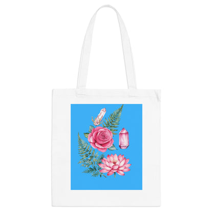 Floral Tote Bag with Crystals - 100% Cotton - Ideal Gift for Nature Lovers and Art Enthusiasts