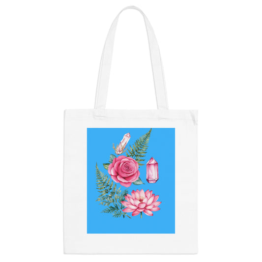 Floral Tote Bag with Crystals - 100% Cotton - Ideal Gift for Nature Lovers and Art Enthusiasts