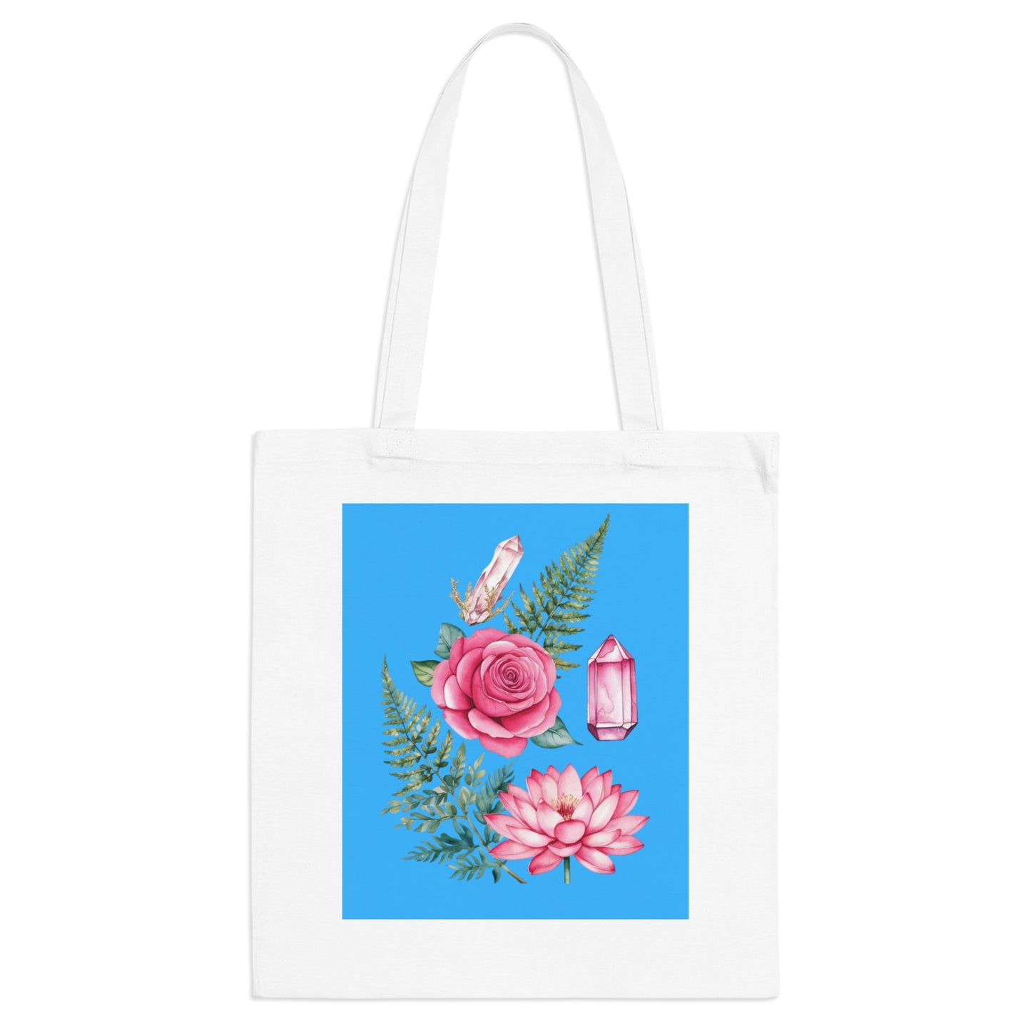 Floral Tote Bag with Crystals - 100% Cotton - Ideal Gift for Nature Lovers and Art Enthusiasts