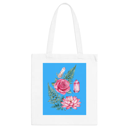 Floral Tote Bag with Crystals - 100% Cotton - Ideal Gift for Nature Lovers and Art Enthusiasts