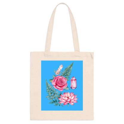 Floral Tote Bag with Crystals - 100% Cotton - Ideal Gift for Nature Lovers and Art Enthusiasts